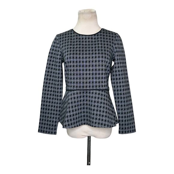 Ann Taylor black ponte knit long sleeves peplum blouse size SP - Picture 7 of 11